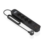 Regleta con interruptor aisens asps-2a2c13-bk 4 tomas de corriente 2 usb 2 usb tipo-c cable 1.4m negro
