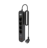 Regleta con interruptor aisens asps-2a2c13-bk 4 tomas de corriente 2 usb 2 usb tipo-c cable 1.4m negro