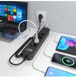 Regleta con interruptor aisens asps-2a2c13-bk 4 tomas de corriente 2 usb 2 usb tipo-c cable 1.4m negro
