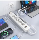 Regleta con interruptor aisens asps-2a2c14-w 5 tomas de corriente 2 usb 2 usb tipo-c cable 1.4m blanco