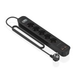 Regleta con interruptor aisens a154-0536 5 tomas de corriente 2 usb 2 usb tipo-c cable 1.4m negro
