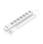 Regleta con interruptor aisens asps-2a2c16-w 6 tomas de corriente 2 usb 2 usb tipo-c cable 1.4m blanco