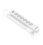 Regleta con interruptor aisens asps-2a2c16-w 6 tomas de corriente 2 usb 2 usb tipo-c cable 1.4m blanco
