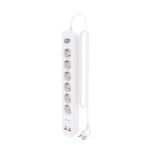 Regleta con interruptor aisens asps-2a2c16-w 6 tomas de corriente 2 usb 2 usb tipo-c cable 1.4m blanco