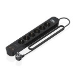 Regleta con interruptor aisens asps-2a2c17-bk 6 tomas de corriente 2 usb 2 usb tipo-c cable 1.4m negro