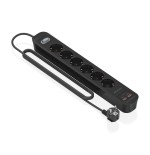 Regleta con interruptor aisens asps-2a2c17-bk 6 tomas de corriente 2 usb 2 usb tipo-c cable 1.4m negro