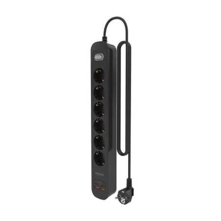 Regleta con interruptor aisens asps-2a2c17-bk 6 tomas de corriente 2 usb 2 usb tipo-c cable 1.4m negro