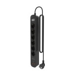 Regleta con interruptor aisens asps-2a2c17-bk 6 tomas de corriente 2 usb 2 usb tipo-c cable 1.4m negro