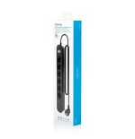 Regleta con interruptor aisens asps-2a2c17-bk 6 tomas de corriente 2 usb 2 usb tipo-c cable 1.4m negro