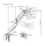 Soporte de mesa con contrapeso para monitor aisens dt32tsr-435 giratorio inclinable hasta 9kg