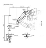 Soporte de mesa con contrapeso para 2 monitores aisens dt32tsr-437 giratorio inclinable hasta 9kg