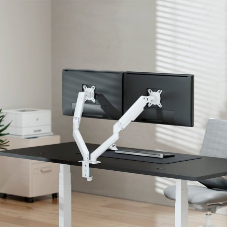 Soporte de mesa con contrapeso para 2 monitores aisens dt32tsr-439 giratorio inclinable hasta 9kg