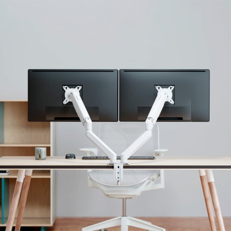 Soporte de mesa con contrapeso para 2 monitores aisens dt32tsr-439 giratorio inclinable hasta 9kg