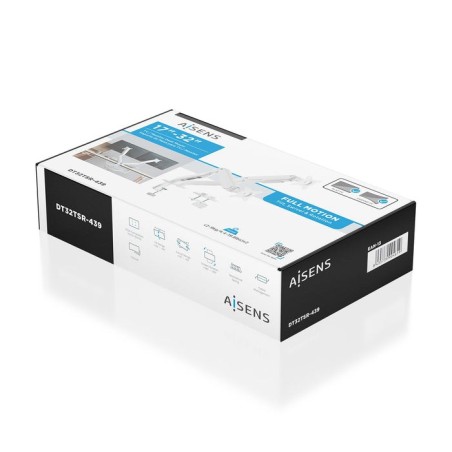 Soporte de mesa con contrapeso para 2 monitores aisens dt32tsr-439 giratorio inclinable hasta 9kg
