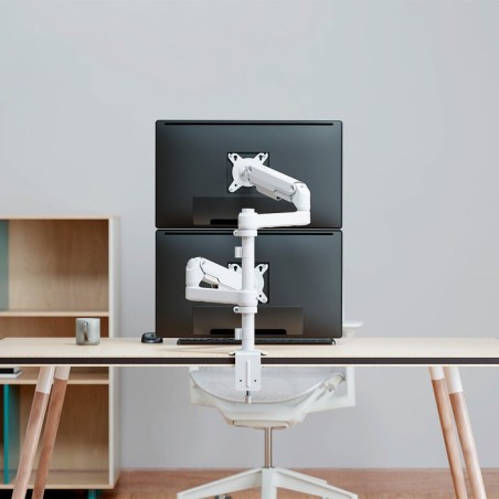 Soporte de mesa con contrapeso para 2 monitores aisens dt32tsr-441 giratorio inclinable hasta 9kg