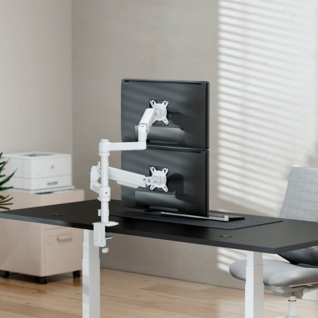 Soporte de mesa con contrapeso para 2 monitores aisens dt32tsr-441 giratorio inclinable hasta 9kg