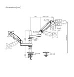 Soporte de mesa con contrapeso para 2 monitores aisens dt32tsr-441 giratorio inclinable hasta 9kg