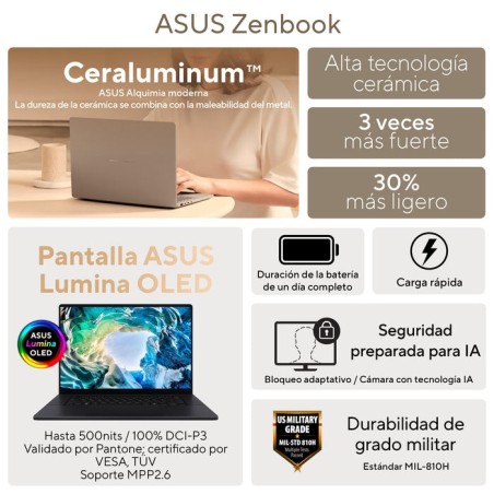 Portátil asus zenbook s16 oled um5606ga-sr348w ryzen ai 9-465 32gb 1tb ssd 16' win11