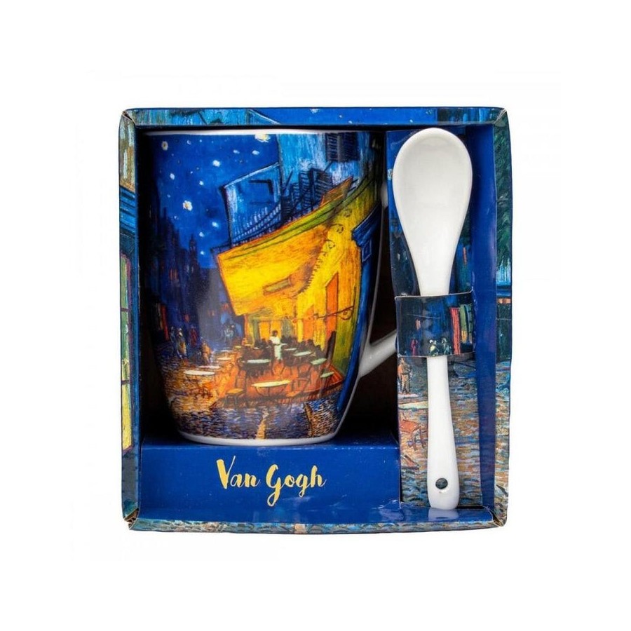 Taza con cuchara enesco terraza de café por la noche van gogh
