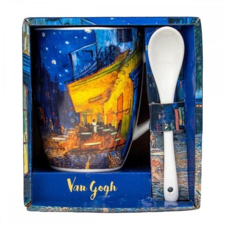 Taza con cuchara enesco terraza de café por la noche van gogh