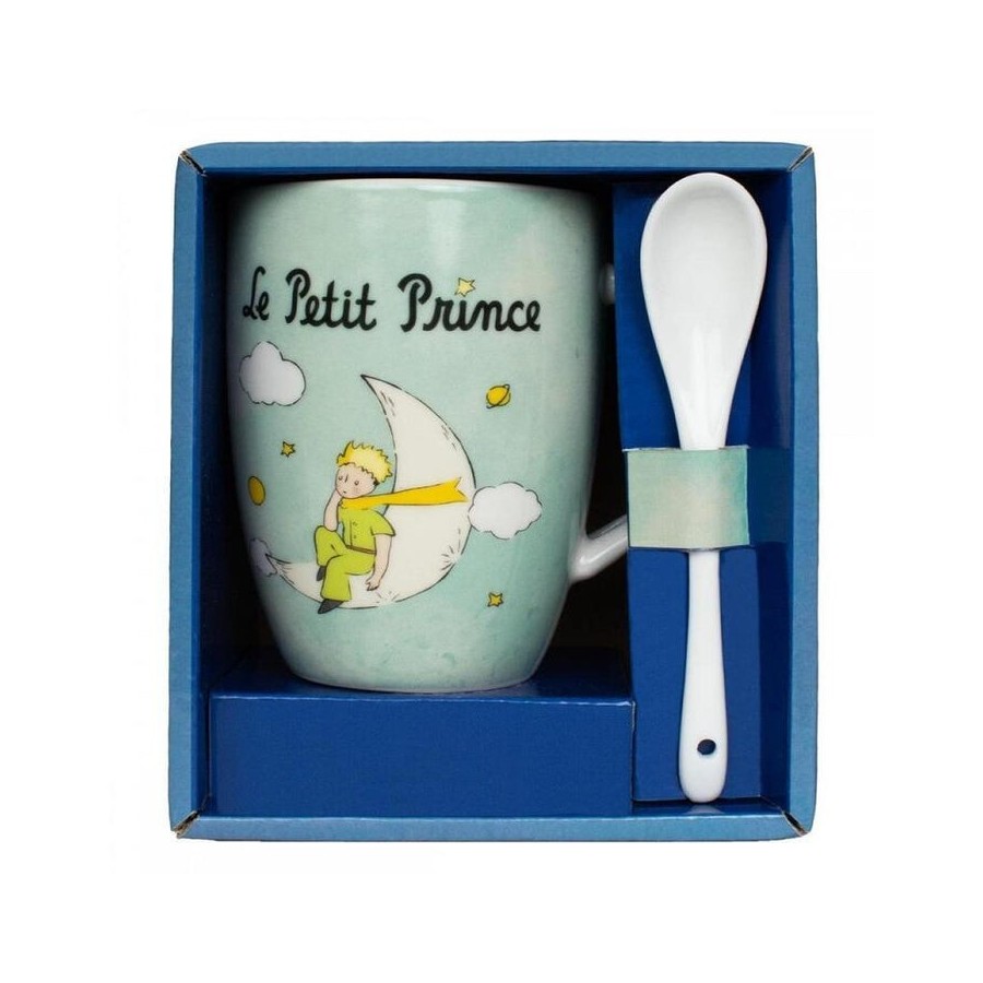 Taza con cuchara enesco el principito en la luna