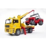Bruder man tga breakdown truck with cross country vehicle vehículo de juguete