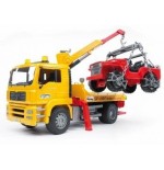 Bruder man tga breakdown truck with cross country vehicle vehículo de juguete