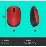 Logitech raton m171 inalambrico rojo 910-004641