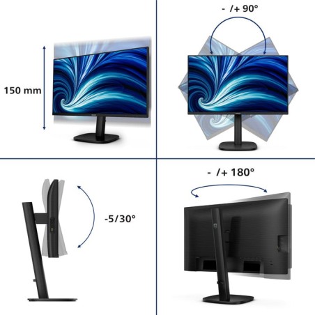 Philips 24b2u3601 00 23.8" ips qhd 120hz 350cd m2 4ms hdmi2.1 dp usb-c dp alt pd90w rj45 usb hub