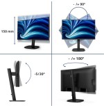 Philips 24b2u3601 00 23.8" ips qhd 120hz 350cd m2 4ms hdmi2.1 dp usb-c dp alt pd90w rj45 usb hub
