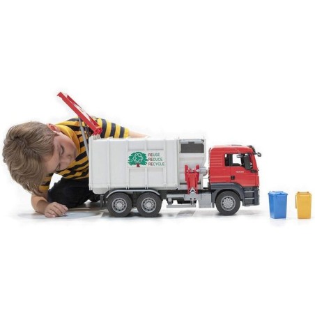 Bruder man tgs camión de basura con 2 cubos de basura