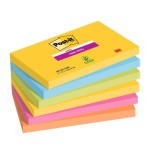 Post-it super sticky pack de 6 blocs de 90 notas adhesivas reposicionables - forma rectangular - colores surtidos