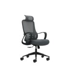 Oqonos cherg 005 silla de oficina ergonomica con reposacabezas cervical ajustable, respaldo de malla transpirable,