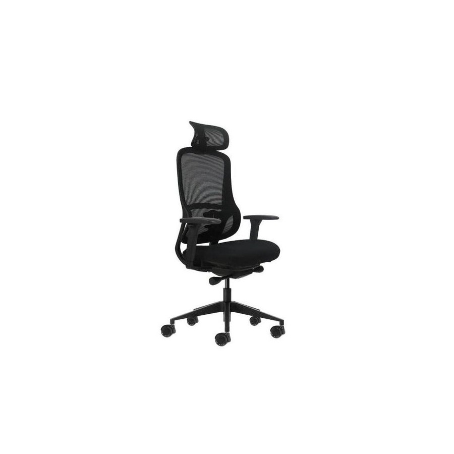 Oqonos cherg 018 silla de oficina ergonomica con reposacabezas cervical ajustable, mecanismo autobalanceado,