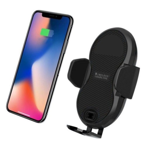 Techly 108781 automatic car smartphone holder with wireless induction qi charger 10w
