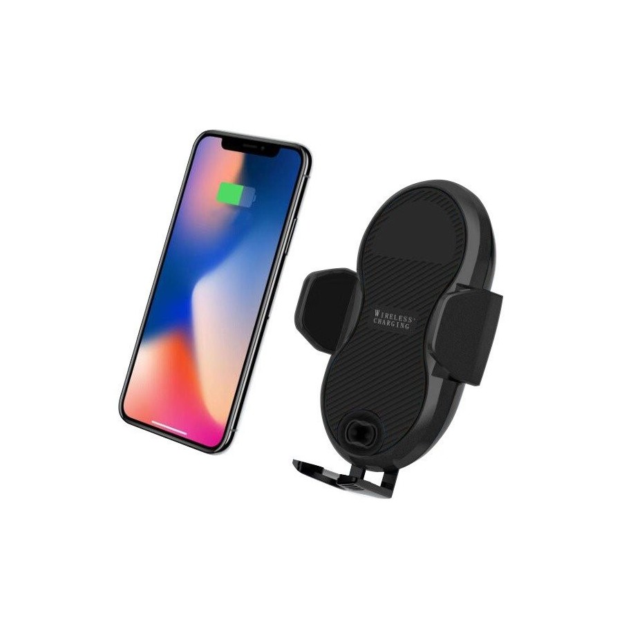 Techly 108781 automatic car smartphone holder with wireless induction qi charger 10w