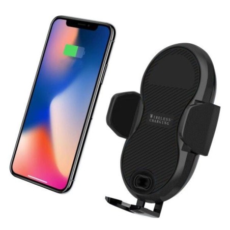 Techly 108781 automatic car smartphone holder with wireless induction qi charger 10w