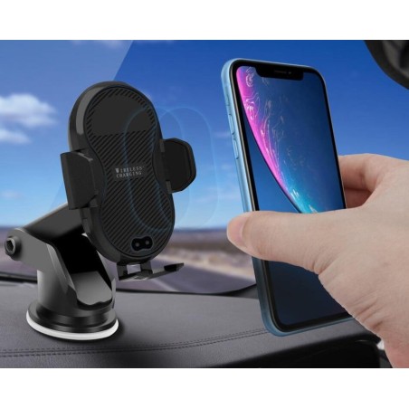 Techly 108781 automatic car smartphone holder with wireless induction qi charger 10w