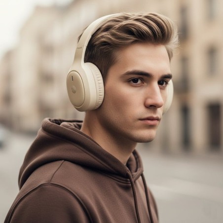 Auricular ngs bluetooth headphone artica tempest plegable beige