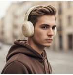 Auricular ngs bluetooth headphone artica tempest plegable beige