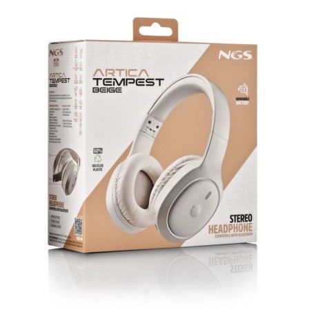 Auricular ngs bluetooth headphone artica tempest plegable beige