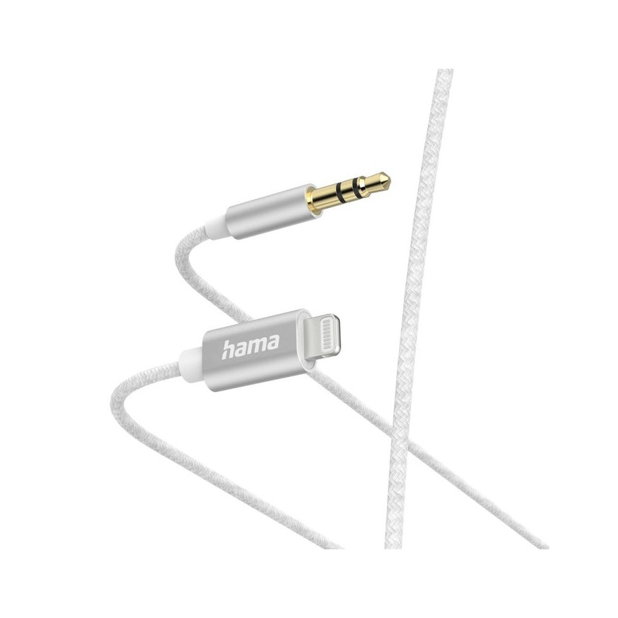 Hama cable auxiliar - jack 3.5mm macho - ligthning - longitud 1m - blanco