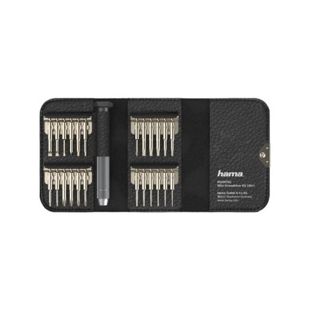 Hama essential set de mini destornilladores 24 en 1 - estuche organizador - 19.1x9.6x6cm - negro