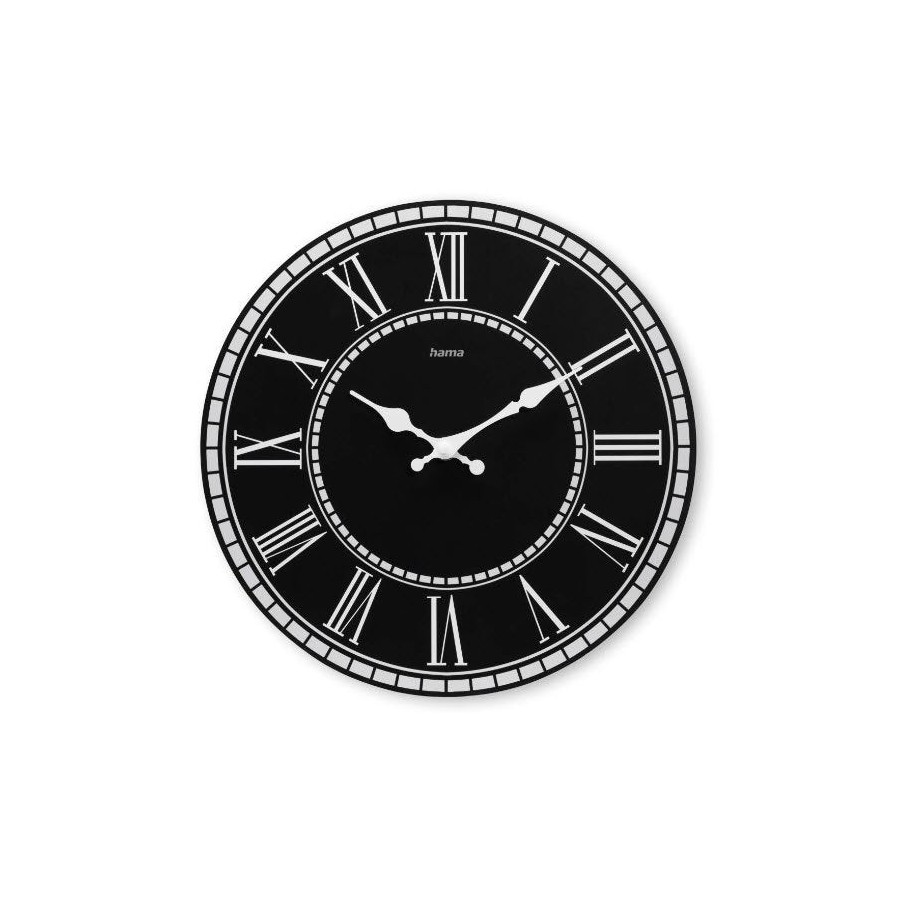 Hama rab reloj de pared analogico - cuarzo - silencioso - mdf - funciona con 1 pila aa - 30x2cm - negro