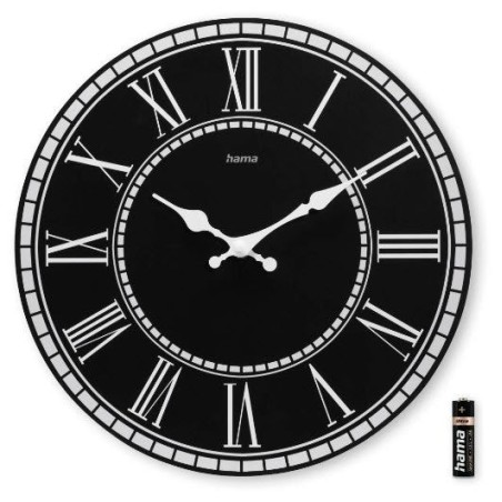 Hama rab reloj de pared analogico - cuarzo - silencioso - mdf - funciona con 1 pila aa - 30x2cm - negro