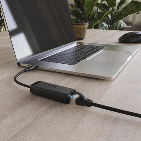 Hama essential adaptador de red - usb-c macho - ethernet rj45 hembra - velocidad hasta 2.5gbit/s - negro