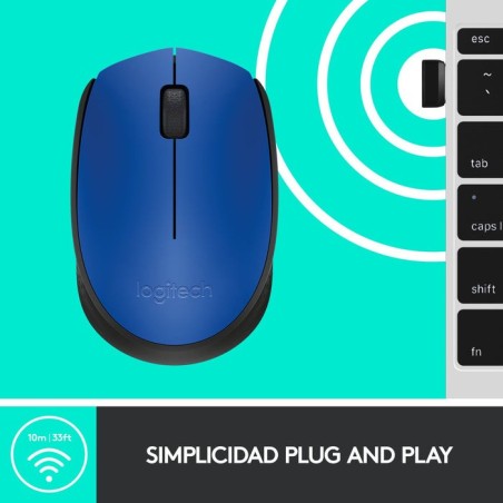 Logitech m171 ratón inalambrico azul 910-004640
