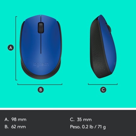 Logitech m171 ratón inalambrico azul 910-004640