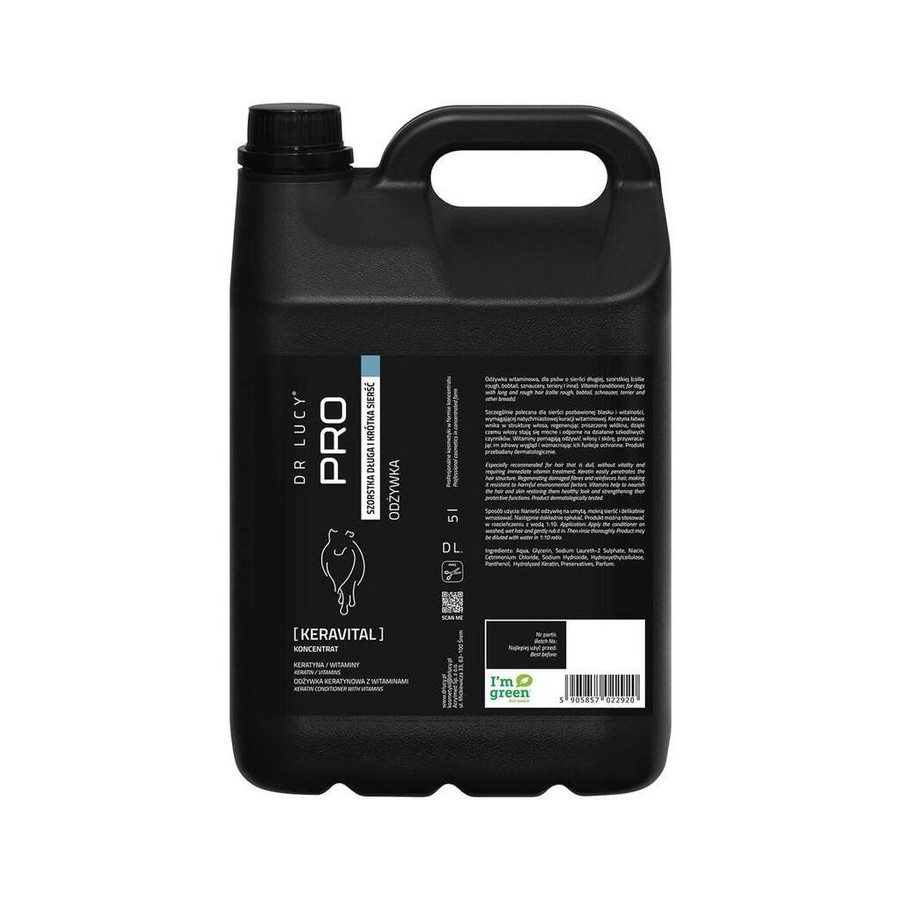 Dr lucy - pro keravital 5l- acondicionador con keratina y vitaminas para perros de pelo largo y áspero