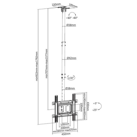 Equip soporte pantalla de techo 37-70 inclinable max. 50kgs